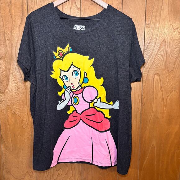 Nintendo Super Mario Princess Peach T-shirt Gray Graphic Tee size 2XL XXL - Picture 1 of 4
